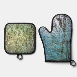 ふっくらとした食感のオーブンミットとポットホルダー、共通 鍋つかみ&鍋敷きセット