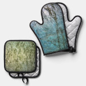 ふっくらとした食感のオーブンミットとポットホルダー、共通 鍋つかみ&鍋敷きセット (正面/裏面)