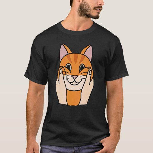 ふっくらほっぺのジンジャーキャットペット Tシャツ (正面)