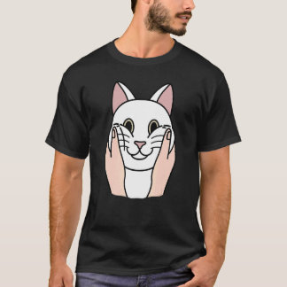 ふっくらほっぺの白猫ペット Tシャツ