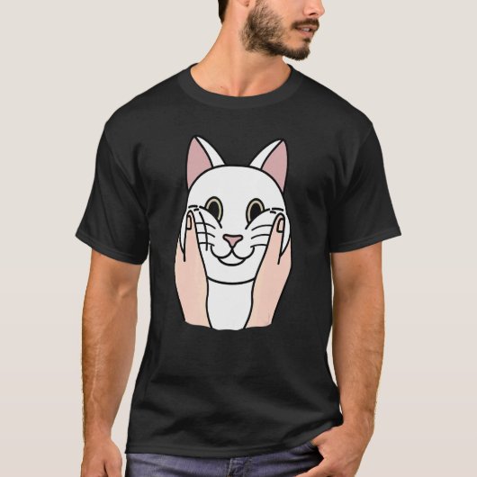 ふっくらほっぺの白猫ペット Tシャツ (正面)