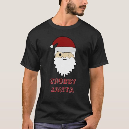 ふっくらキュートなサンタフェイス – 愛らしいクリスマスTシャツ Tシャツ (正面)