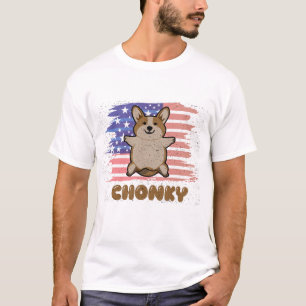 ふっくらコーギー 愛国 USA 国旗 おもしろ 犬 プレゼント Tシャツ