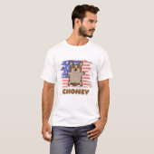 ふっくらコーギー 愛国 USA 国旗 おもしろ 犬 プレゼント Tシャツ (正面フル)
