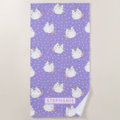 ふっくらユニコーンレインボースターパターンカスタマイズ ビーチタオル (正面)