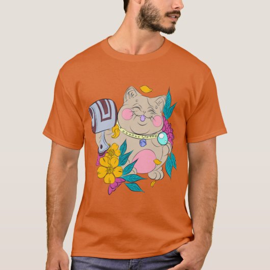 ふっくらラッキー猫 Tシャツ (正面)