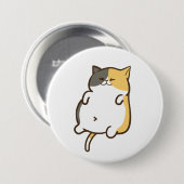 ふっくら三毛猫 - かわいいステッカー 缶バッジ (正面&裏面)