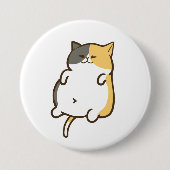 ふっくら三毛猫 - かわいいステッカー 缶バッジ (正面)
