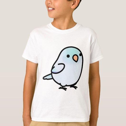 ふっくら淡い水色のボタンインコ Tシャツ (正面)