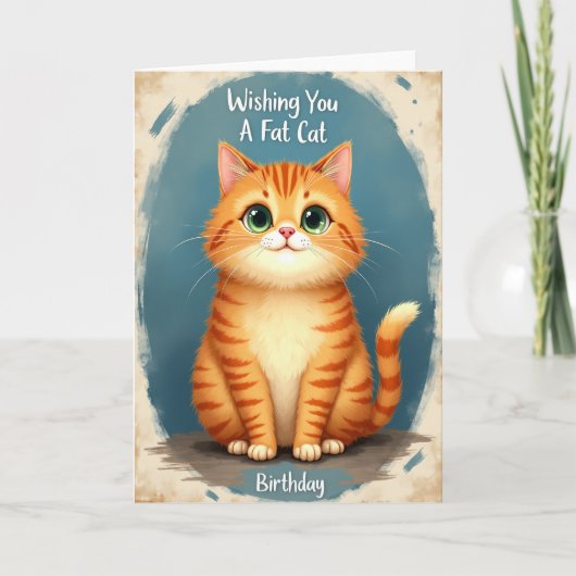 ふっくら猫の誕生日カード カード (正面)