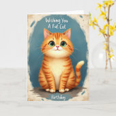 ふっくら猫の誕生日カード カード (黄色い花)