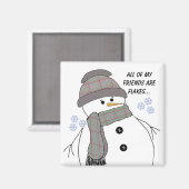 ふっくら雪だるまの楽しい名言 マグネット (正面/裏面)