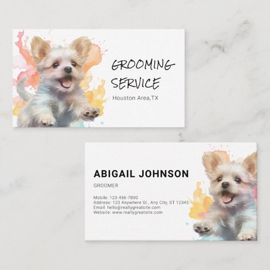 ふっよくはしゃぐふり犬トリマーグルーミングサービス 名刺 (正面/裏面)
