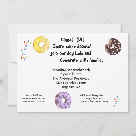 ふつおもしろいうの愛犬ドーナツ誕生パーティー 招待状 (裏面)