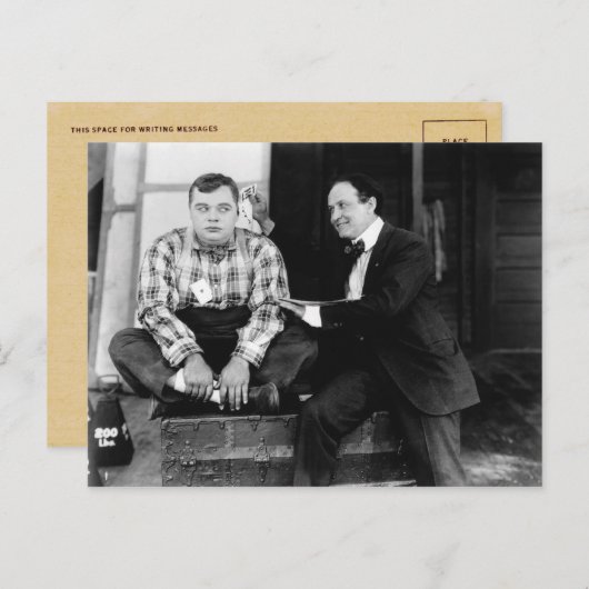 ふとっちょのアーバックル&ハリーウディニのはがき ポストカード (正面/裏面)