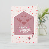 ふと浮かんだハートの封筒がかわいいバレンタインデーのカードです シーズンカード (スタンド正面)