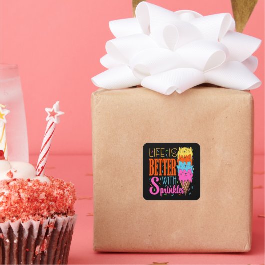 ふりかけでキュートな猫の命が猫好き スクエアシール (パーティー)