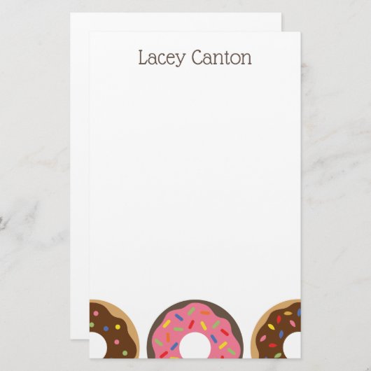 ふりかけドーナツカスタムのパーソナライズされた文房具 便箋 (正面/裏面)