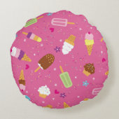 ふりかけ、カップケーキ、アイスクリーム、ポピュサイクラスカット ラウンドクッション (裏面)