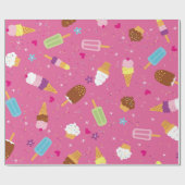 ふりかけ、カップケーキ、アイスクリーム、ポピュサイクラスカット ラッピングペーパー (フラット)