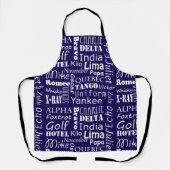 ふりがなアルファベットプリント青と白 エプロン (正面)