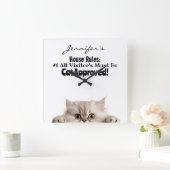 ふわっおもしろいとした猫の壁時計 スクエア壁時計 (ホーム)