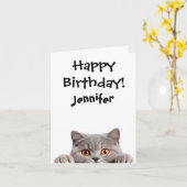 ふわっおもしろいとした猫誕生日折りグリーティングカード カード (黄色い花)