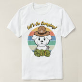 ふわっおもしろいふわの犬がキャンプに行きたい Tシャツ (デザイン正面)