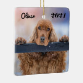 ふわっパーソナライズされたとした茶色のコッカースパニエル犬犬 セラミックオーナメント (右)