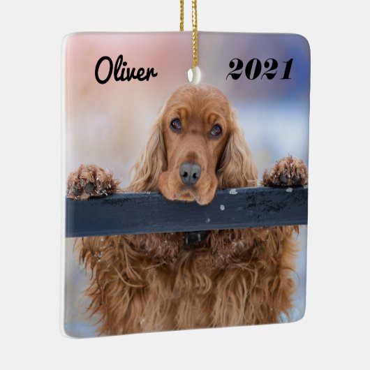 ふわっパーソナライズされたとした茶色のコッカースパニエル犬犬 セラミックオーナメント (右)