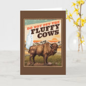 ふわふわおもしろいした牛のバイソン愛好家をペットにするな カード (黄色い花)