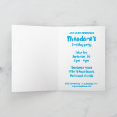 ふわふわかわいいブルーモンスター誕生日招待状 招待状 (内部)