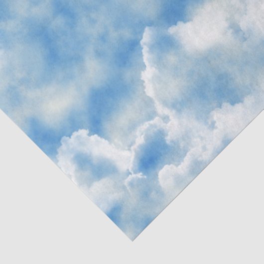 ふわふわした白い雲を持つ明るい青い空 薄葉紙 (詳細)