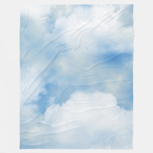 ふわふわした白い雲 フリースブランケット (正面)