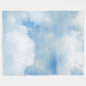 ふわふわした白い雲 フリースブランケット (正面(横))