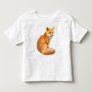ふわふわした赤い狐の可愛い子どものTシャツ トドラーTシャツ