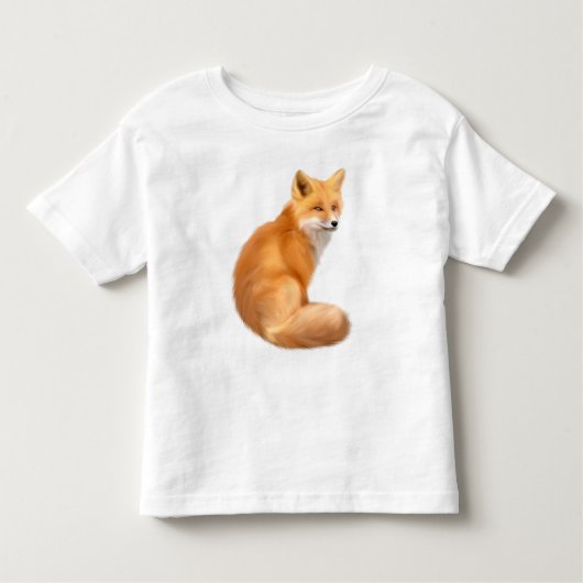 ふわふわした赤い狐の可愛い子どものTシャツ トドラーTシャツ (正面)