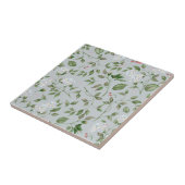 ふわふわした青い花とバラお尻陶材 タイル (側面)