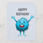 ふわふわでかわいいモンスター誕生日カード (正面/裏面)