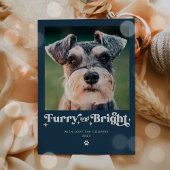 ふわふわで明るい犬の写真 楽しいクリスマス シーズンカード