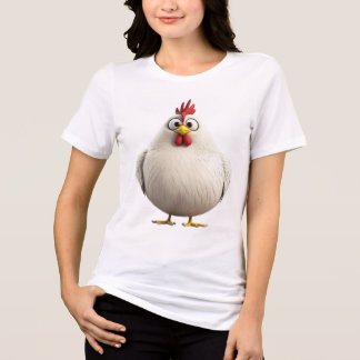 ふわふわで華やか | 丸い白い雄鶏の十二支Tシャツ トライブレンドTシャツ
