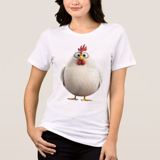 ふわふわで華やか | 丸い白い雄鶏の十二支Tシャツ トライブレンドＴシャツ (正面)