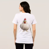 ふわふわで華やか | 丸い白い雄鶏の十二支Tシャツ トライブレンドＴシャツ (裏面全面)