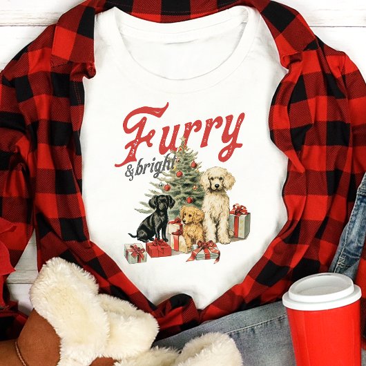 ふわふわで輝く犬好きクリスマス トライブレンドTシャツ