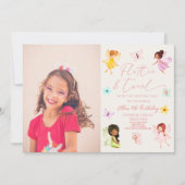 ふわふわとくるくるの妖精の魔法の誕生日パーティー 招待状 (正面)