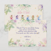 ふわふわと回る妖精の庭の水彩画の誕生日 サンキューカード (正面/裏面)