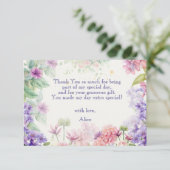 ふわふわと回る妖精の庭園の水彩画の誕生日 サンキューカード (スタンド正面)