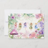 ふわふわと回る妖精の庭園の水彩画の誕生日 サンキューカード (裏面)