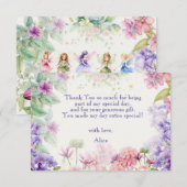 ふわふわと回る妖精の庭園の水彩画の誕生日 サンキューカード (正面/裏面)