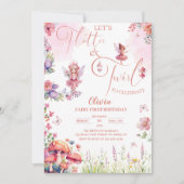 ふわふわと回る妖精の1歳の誕生日 招待状 (正面)